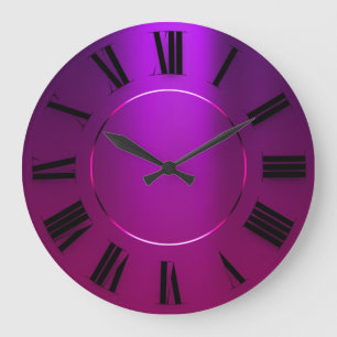 Grande Horloge Ronde Minimalisme moderne violet rose chiffres romains