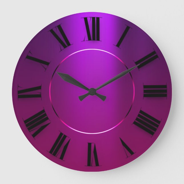 Grande Horloge Ronde Minimalisme moderne violet rose chiffres romains (Recto)