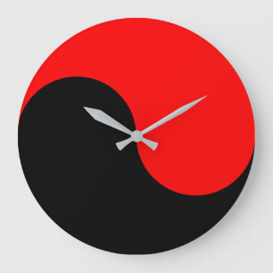 Grande Horloge Ronde Minimalisme rouge et noir
