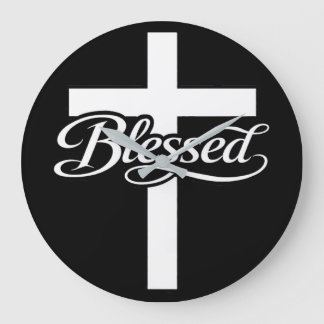 Grande Horloge Ronde Minimalist Blessed Cross Christian Faith Design