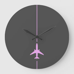 Grande Horloge Ronde Minimaliste de l'aviation rose