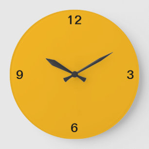 Grande Horloge Ronde  Minimaliste. Jaune chaud.