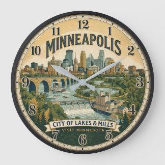 Grande Horloge Ronde Minneapolis Minnesota City of Lakes Travel Poster