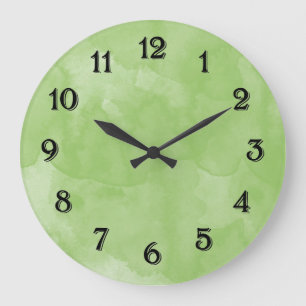 Grande Horloge Ronde Mint Aquarelle chic pastel vert