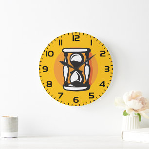 Grande Horloge Ronde Minuteur Sablier Rétro Temps Minimaliste