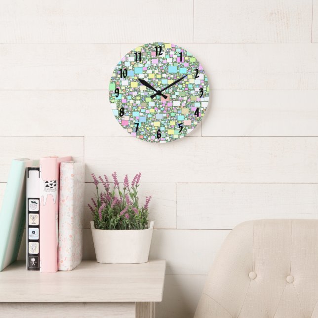 Grande Horloge Ronde Modèle Arrière - plan Pastel Mini Box (Salle de lecture)