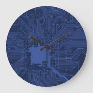 Grande Horloge Ronde Modèle de carte mère Blue Geek
