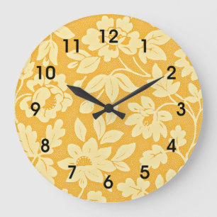 Grande Horloge Ronde Modèle de fleur jaune de William Morris