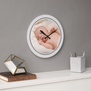 Grande Horloge Ronde Modèle de photo simple avec cadre personnalisé
