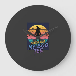 Grande Horloge Ronde Modèle de T-shirt Halloween Check Out My Boo_1
