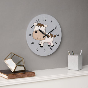 Grande Horloge Ronde Modèle de vache illustré