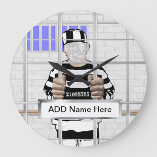 Grande Horloge Ronde Modèle drôle personnalisé de Convict de visage