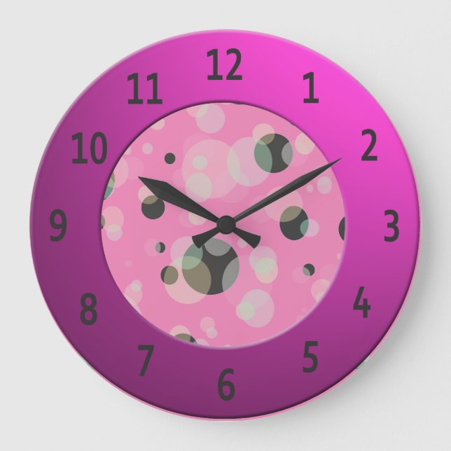 Grande Horloge Ronde Modern Bubbles with Shiny Pink Digits (Recto)