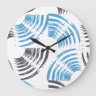 Grande Horloge Ronde Modern, cool, trendy blue abstract brush strokes