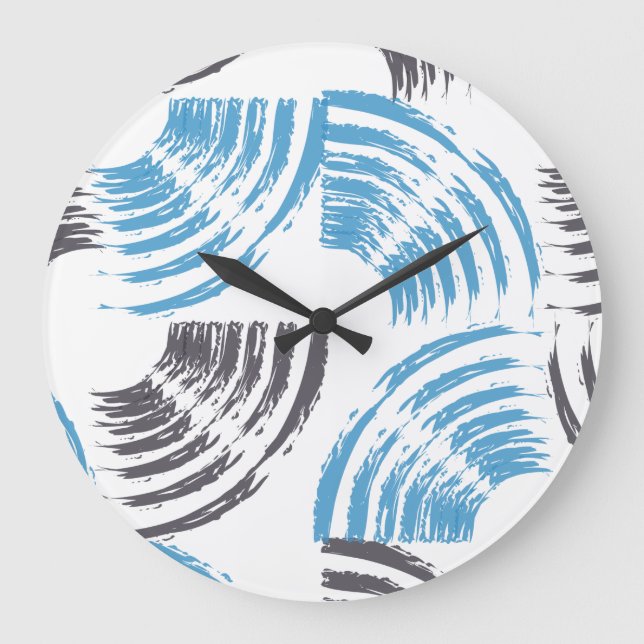 Grande Horloge Ronde Modern, cool, trendy blue abstract brush strokes (Recto)