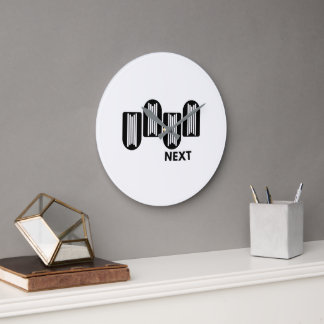 Grande Horloge Ronde Modern Minimalist Black and White Abstract Geometr
