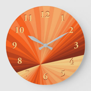 Grande Horloge Ronde Moderne Abstrait Orange Rouge Vanille Graphique Fr
