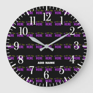 GRANDE HORLOGE RONDE MODERNE ET MODERNE PERSONNALISABLE NOIR VÉRIFIÉ