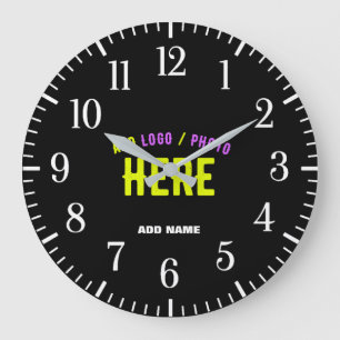 GRANDE HORLOGE RONDE MODERNE ET MODERNE PERSONNALISABLE NOIR VÉRIFIÉ