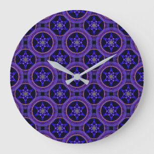 Grande Horloge Ronde Moderne Florale Bohème Élégant Motif Abstrait #505