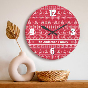 Grande Horloge Ronde Moderne pull nordique hideux rouge blanc nom