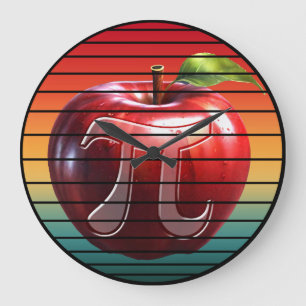 Grande Horloge Ronde Moderne Tendance Vintage Pi Day Pomme Fruit