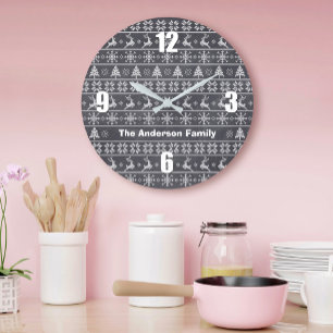 Grande Horloge Ronde Moderne tricot nordique pull hideux tableau nom