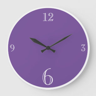 Grande Horloge Ronde Moderne violet couleur solide Simple minimaliste G