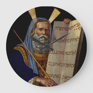 Grande Horloge Ronde Moïse prophète avec les Tables de la Loi 