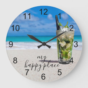 Grande Horloge Ronde Mojito Cocktail Plage Endroit heureux