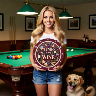 Grande Horloge Ronde Moment du fromage au raisin et du vin