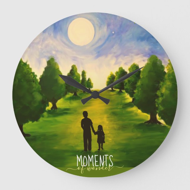 Grande Horloge Ronde Moments d'émerveillement Lune marche dans les bois (Recto)