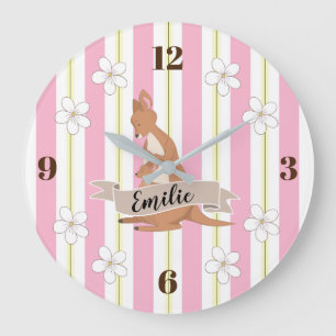 Grande Horloge Ronde Mommy & Me Kangaroo With Stripes