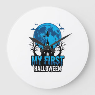 Grande Horloge Ronde Mon premier Halloween Vintage Château Hanté Bébé S