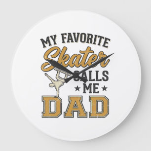 Grande Horloge Ronde Mon Skateur Préféré M'appelle Papa Vintage Shirt_1