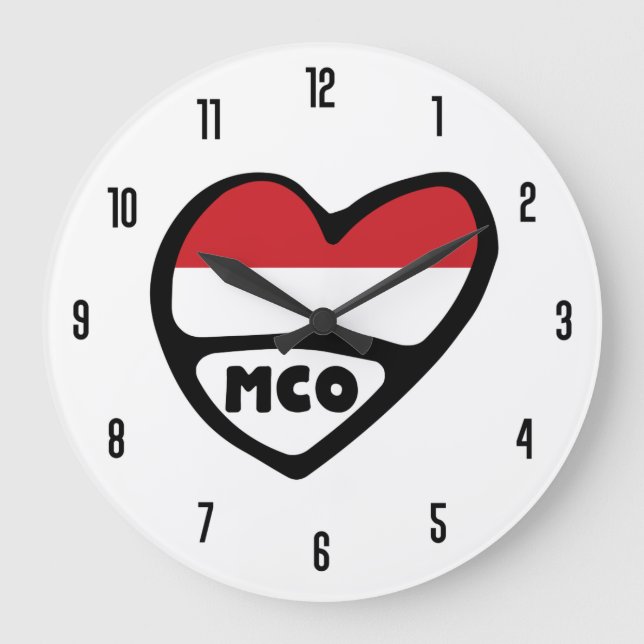 Grande Horloge Ronde Monaco Code de pays AGC Coeur du drapeau (Recto)