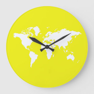 Grande Horloge Ronde Monde élégant au citron