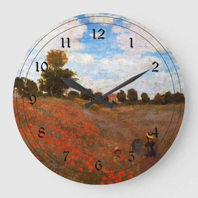 Grande Horloge Ronde Monet - Coquelicots sauvages (Recto)
