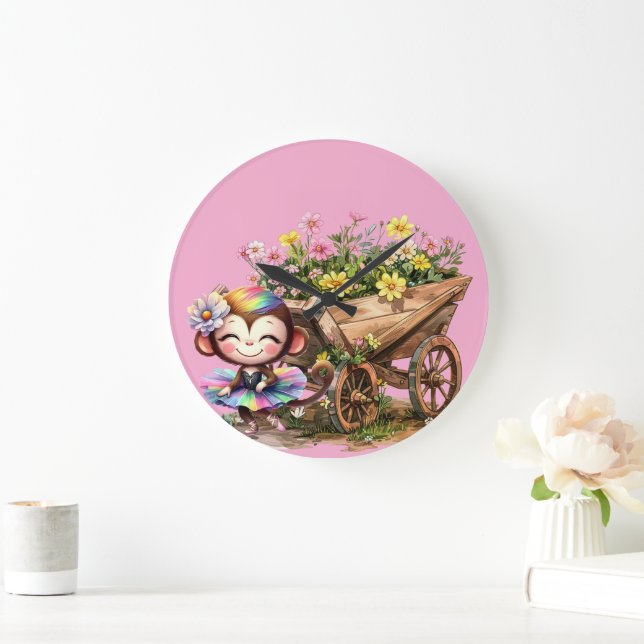 Grande Horloge Ronde Monkey Ballerina (Maison)