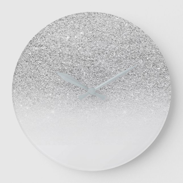 Grande Horloge Ronde Monochromatique minimal argenté gris de Sparkl (Recto)