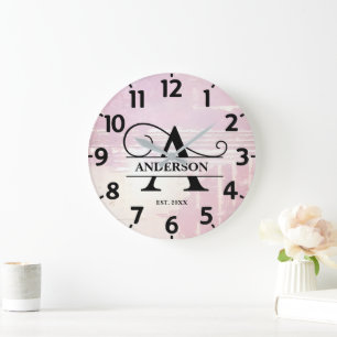 Grande Horloge Ronde Monogramme A délavé lilas pâle