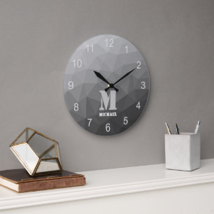 Grande Horloge Ronde Monogramme à motif géométrique en maille dégradé g
