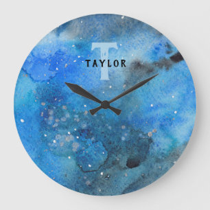 Grande Horloge Ronde Monogramme Art Abstrait