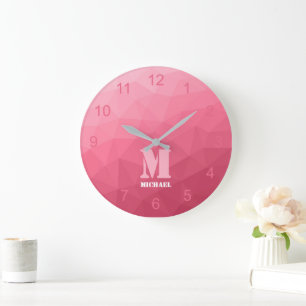 Grande Horloge Ronde Monogramme dégradé rose géométrique en maille