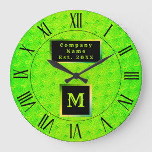 Grande Horloge Ronde Monogramme élégant au néon fluorescent