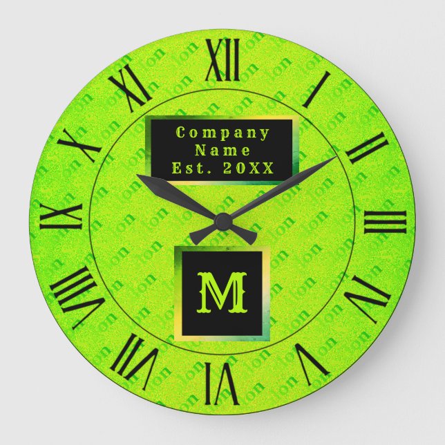 Grande Horloge Ronde Monogramme élégant au néon fluorescent (Recto)