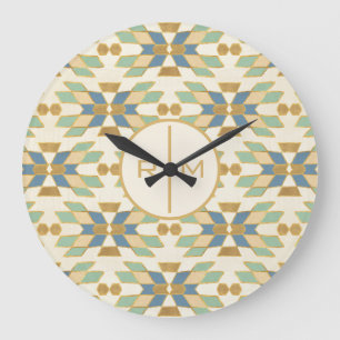 Grande Horloge Ronde Monogramme  Extérieur Geo Step  Motif tribal