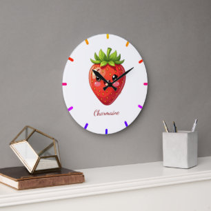 Grande Horloge Ronde Monogramme jolie fraise kawaii