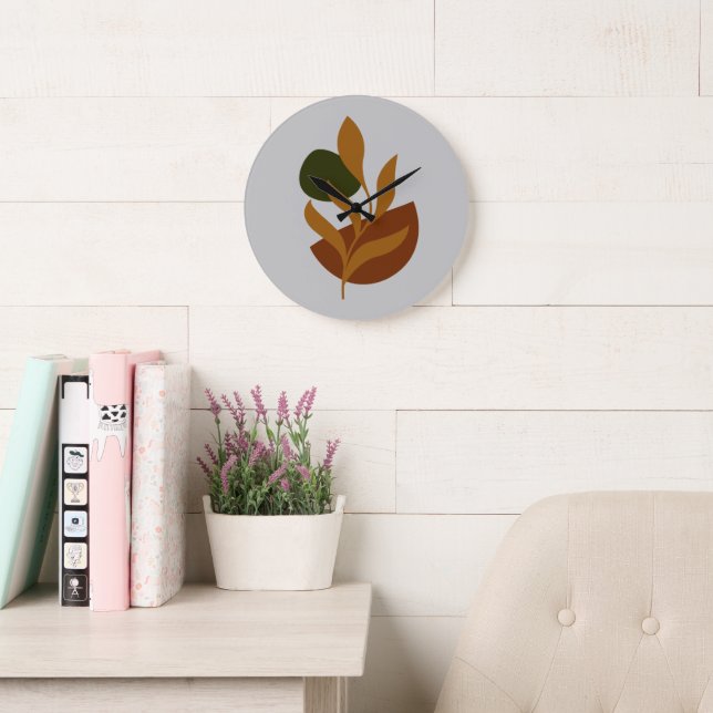 Grande Horloge Ronde Monogramme Moderne Boho (Salle de lecture)