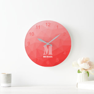 Grande Horloge Ronde Monogramme Motif de maillage à ombre rouge
